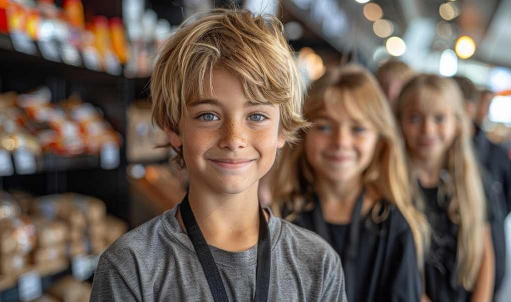 Child learning STEM with molecular model